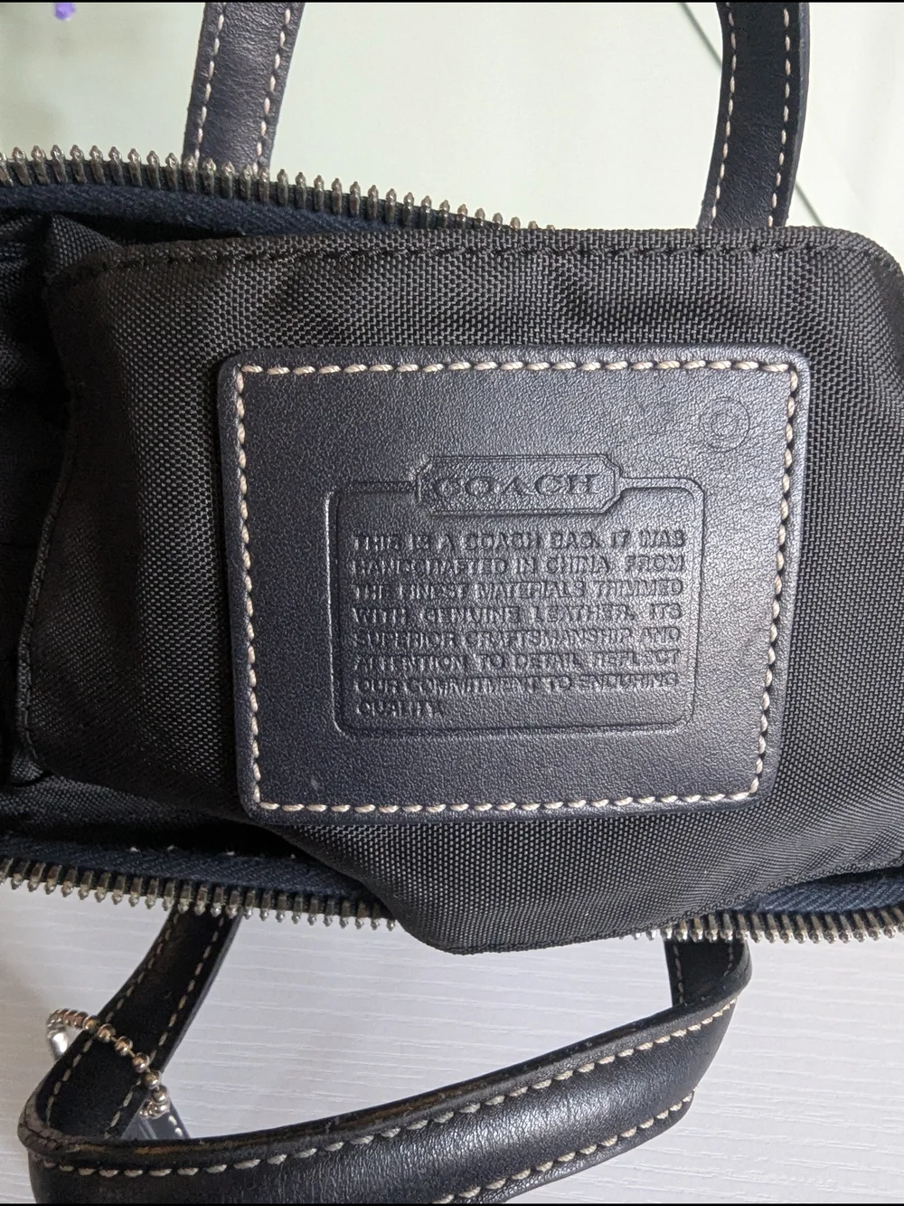 Coach Signature Canvas Satchel in Navy/Beige